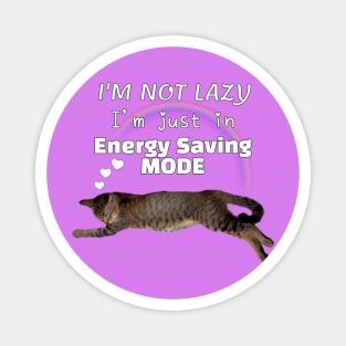 I'm Not Lazy I'm Just In Energy Saving Mode Rainbow Sleeping Cat Lover Magnet